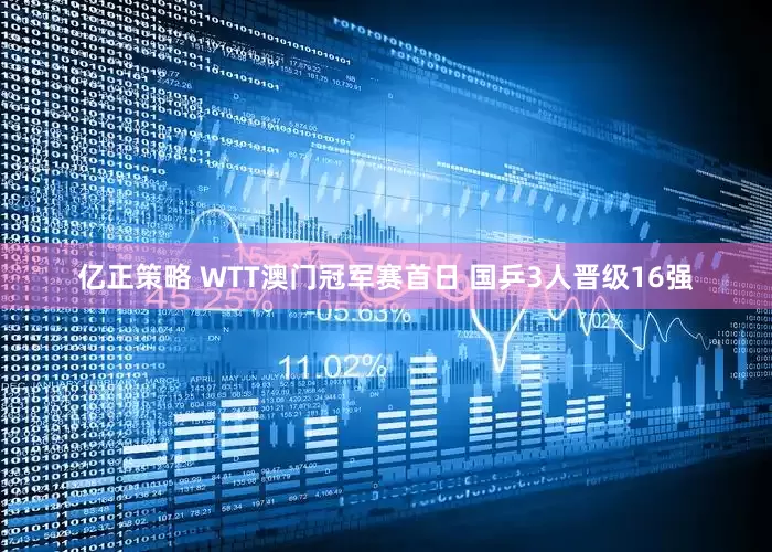 亿正策略 WTT澳门冠军赛首日 国乒3人晋级16强